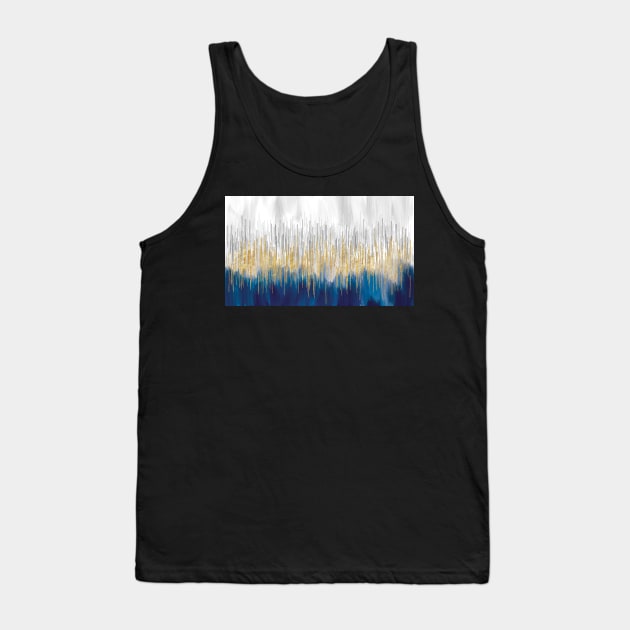 White Gold Blue Abstract Art Tank Top by SharpWallArts